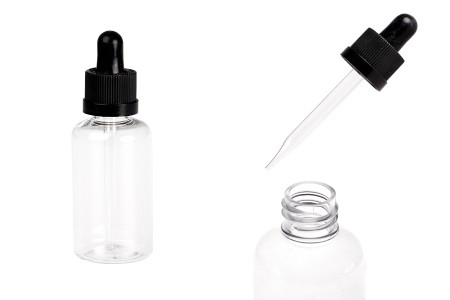 Plastična (PET) providna bočica 50 mL sa crnom pipetom sa sigurnosnim CRC zatvaranjem - 12 kom-slika_proizvoda