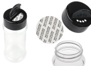 Plastična (PET) providna teglica 100mL, sa crnim poklopcem i unutrašnjom zaptivkom (PE) za začine