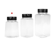 Plastična (PET) providna teglica 260mL, sa crnim poklopcem i unutrašnjom zaptivkom (PE) za začine Plastična (PET) providna teglica 260mL, sa crnim poklopcem i unutrašnjom zaptivkom (PE) za začine