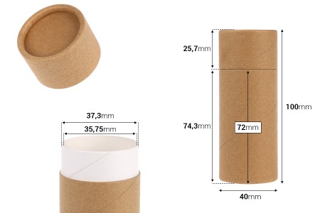 Biorazgradive cilindrične papirne kutijice 40x100 mm, za balzam za usne-dimenzije_slike