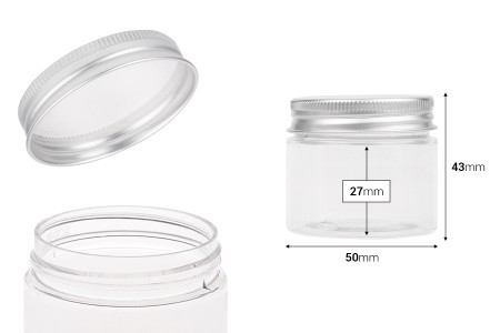 Providna PET kutijica 50mL sa srebrnim aluminijumskim zatvaračem sa zaptivkom - 12 kom-2