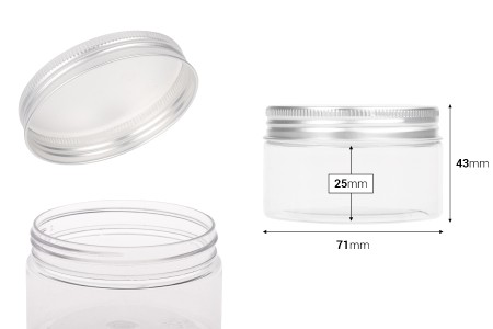 Providna PET kutijica 100mL sa srebrnim aluminijumskim zatvaračem sa zaptivkom - 12 kom-dimenzije_slike