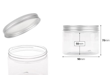 Providna PET kutija 300mL sa srebrnim aluminijumskim zatvaračem sa zaptivkom - 6 kom-dimenzije_slike