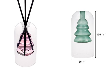 Staklena posuda 160 mL dvokomorna (85x170 mm) od duvanog stakla, pogodna za osveživače prostora, u raznim bojama-2