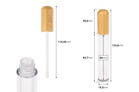 Providna tubica za sjaj za usne 7 mL sa zatvaračem od bambusa i drenažnim elementom - 6 kom-dimenzije_slike