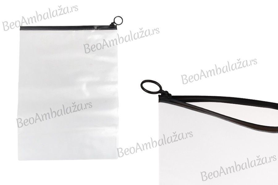 Poluprovidna kesica (PVC) 240x330 mm sa crnim patent  (zip) zatvaračem - 12 kom