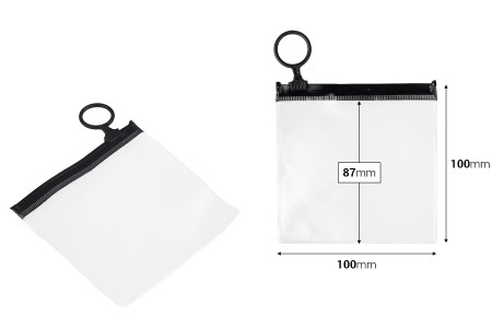 Poluprovidna kesica (PVC) 100x100 mm sa crnim patent  (zip) zatvaračem - 12 kom-dimenzije_slike