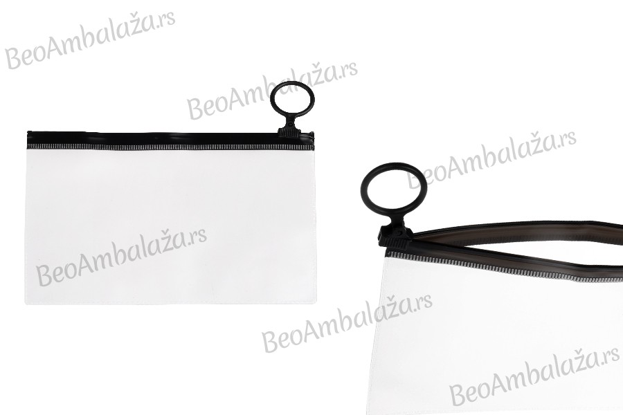 Poluprovidna kesica (PVC) 150x100 mm sa crnim patent  (zip) zatvaračem - 12 kom