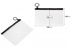 Poluprovidna kesica (PVC) 150x100 mm sa crnim patent  (zip) zatvaračem - 12 kom