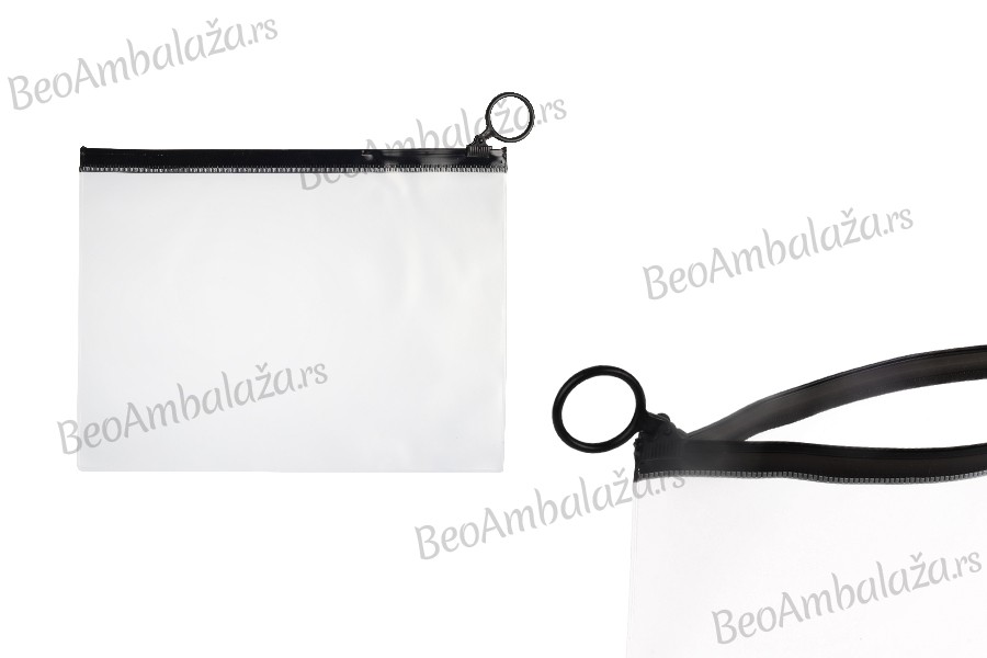 Poluprovidna kesica (PVC) 200x150 mm sa crnim patent  (zip) zatvaračem - 12 kom