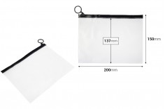 Poluprovidna kesica (PVC) 200x150 mm sa crnim patent  (zip) zatvaračem - 12 kom