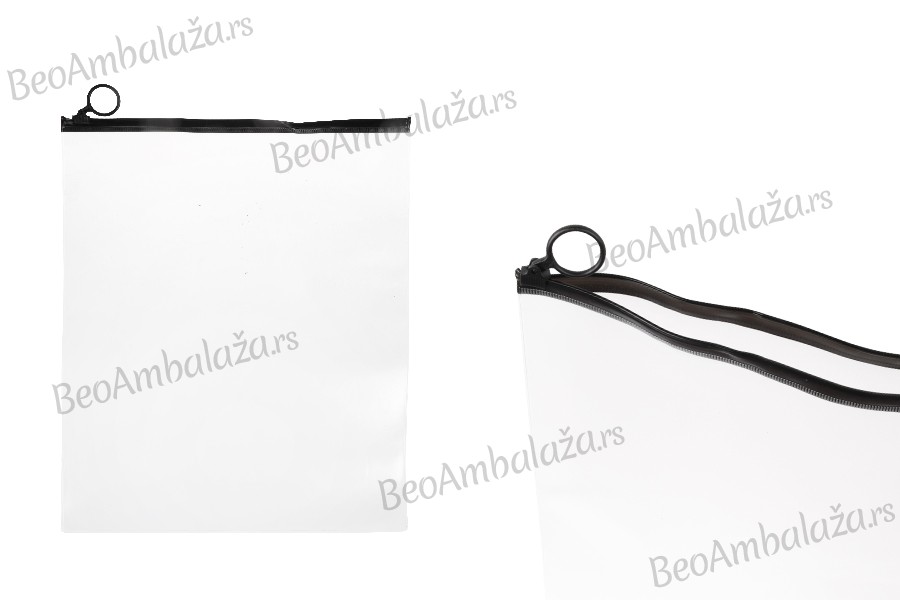 Poluprovidna kesica (PVC) 250x300 mm sa crnim patent  (zip) zatvaračem - 12 kom