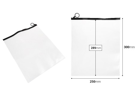 Poluprovidna kesica (PVC) 250x300 mm sa crnim patent  (zip) zatvaračem - 12 kom-dimenzije_slike