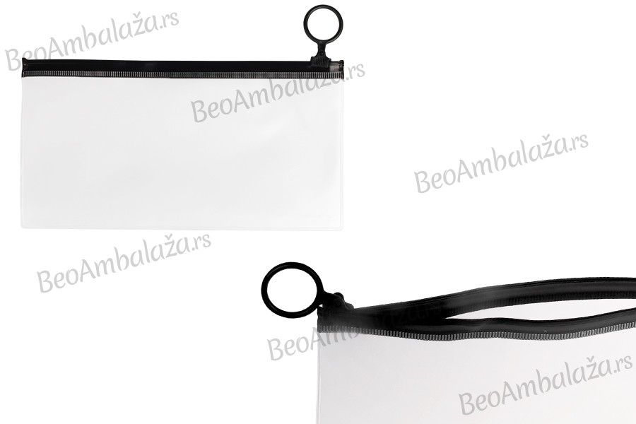 Poluprovidna kesica (PVC) 190x100 mm sa crnim patent  (zip) zatvaračem - 12 kom