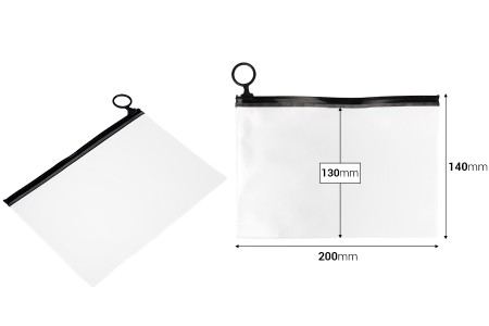Poluprovidna kesica (PVC) 200x140 mm sa crnim patent  (zip) zatvaračem - 12 kom-dimenzije_slike