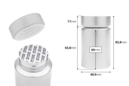 Plastična srebrna PET kutijica 100mL za lekove i kapsule - 12 kom-dimenzije_slike