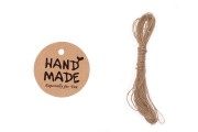 Papirne kartice „Handmade“ sa rupicom i kanapom - 100 kom
