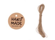 Papirne kartice „Handmade“ sa rupicom i kanapom - 100 kom