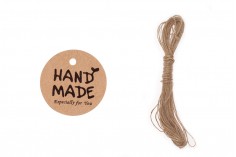 Papirne kartice „Handmade“ sa rupicom i kanapom - 100 kom