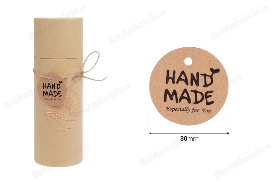 Papirne kartice „Handmade“ sa rupicom i kanapom - 100 kom-dimenzije_slike