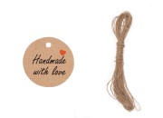 Papirne kartice „Handmade with love“ sa rupicom i kanapom - 100 kom Papirne kartice „Handmade with love“ sa rupicom i kanapom - 100 kom