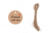 Papirne kartice „Handmade with love“ sa rupicom i kanapom - 100 kom