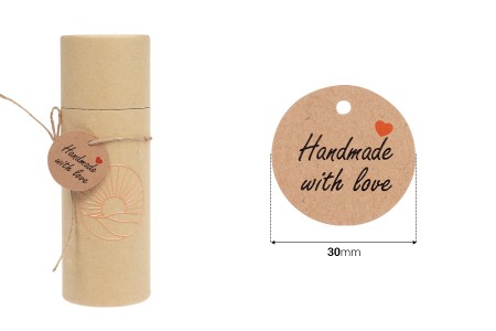 Papirne kartice „Handmade with love“ sa rupicom i kanapom - 100 kom-2