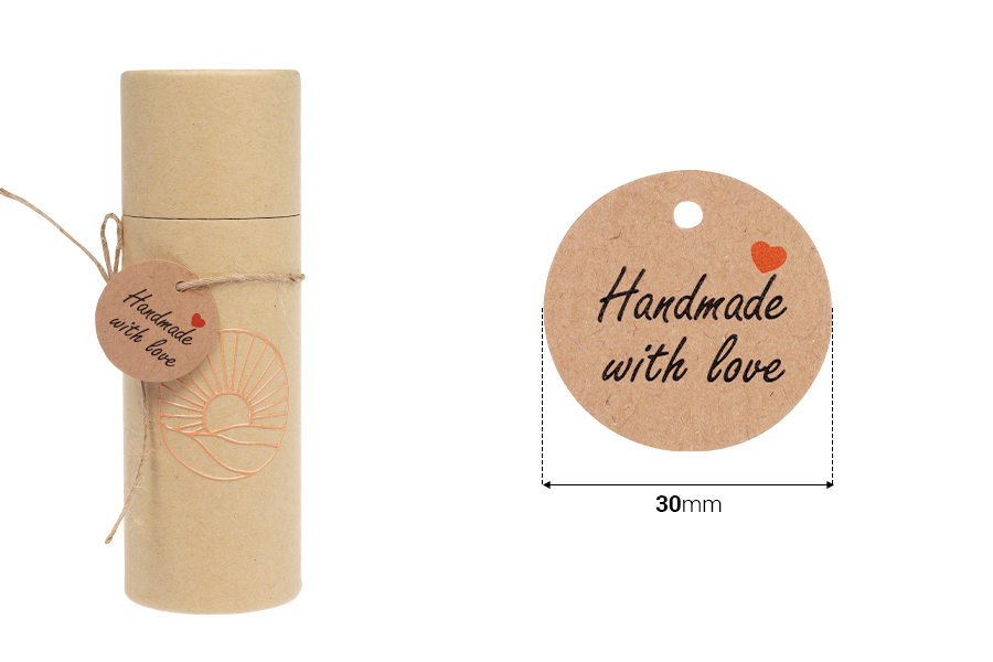 Papirne kartice „Handmade with love“ sa rupicom i kanapom - 100 kom Papirne kartice „Handmade with love“ sa rupicom i kanapom - 100 kom