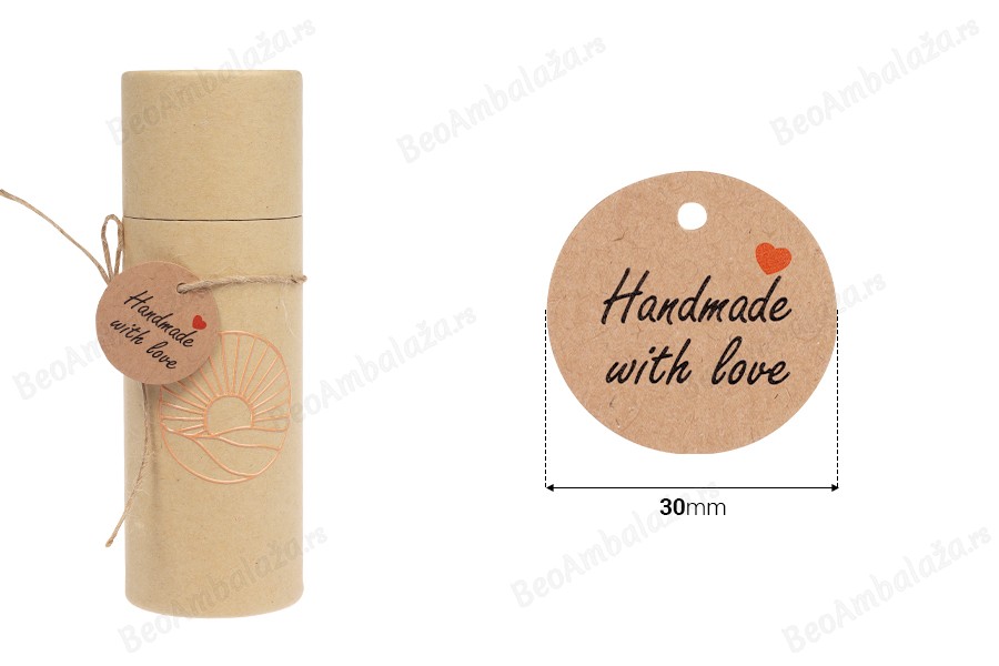 Papirne kartice „Handmade with love“ sa rupicom i kanapom - 100 kom-dimenzije_slike