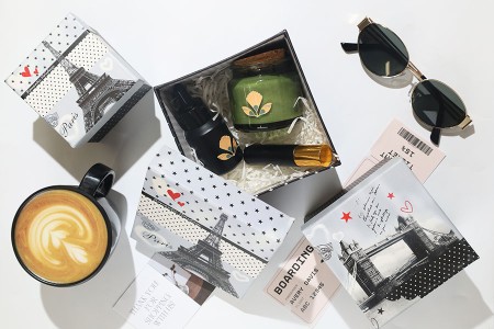 Četvrtasta plastificirana kutija za poklone, sa dizajnom Pariz (Eiffel) ili London (Tower Bridge) - set od 3 kutije (S, M, L)-grupa_slika