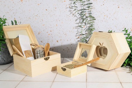 Set drvenih kutija sa prozorom u obliku jabuke i metalnom kopčom, u 3 veličine (S-M-L)-grupa_slika