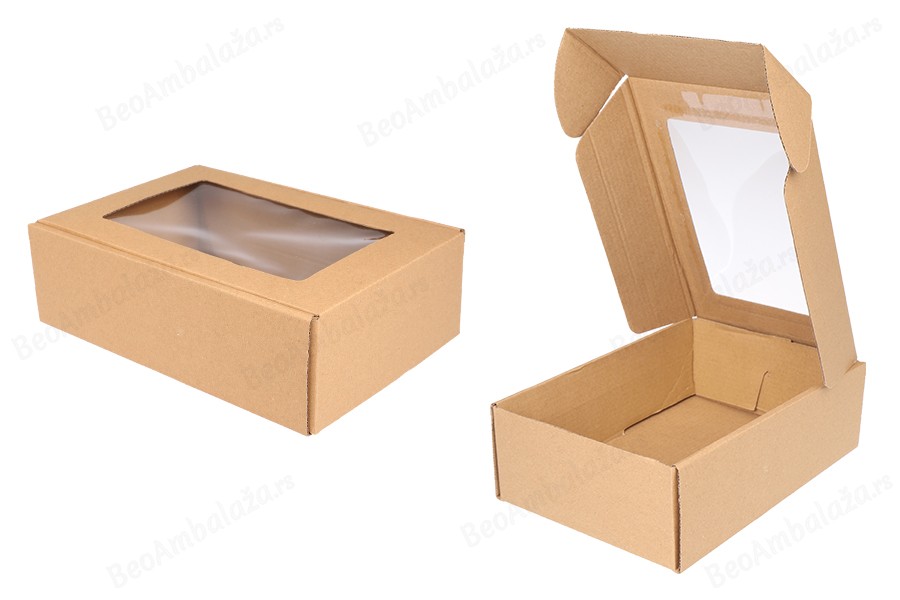 Kraft kutija 160x220x70mm za pakovanje sa prozorom - 20 kom-slika_proizvoda