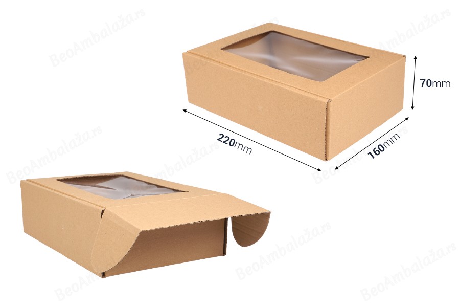 Kraft kutija 160x220x70mm za pakovanje sa prozorom - 20 kom-dimenzije_slike