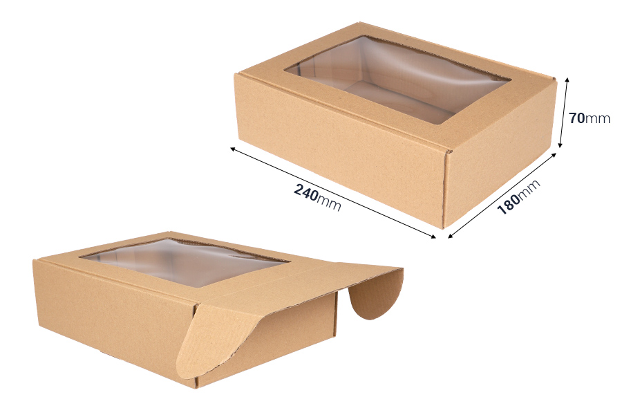 Kraft kutija 180x240x70mm za pakovanje sa prozorom - 20 kom