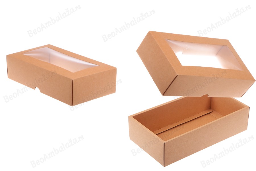 Kutija od kraft papira 235x125x60 mm sa prozorom - 50 kom-slika_proizvoda