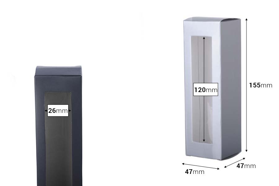 Papirna kutija sa prozorom 47x47x155mm - 20 kom Papirna kutija sa prozorom 47x47x155mm - 20 kom
