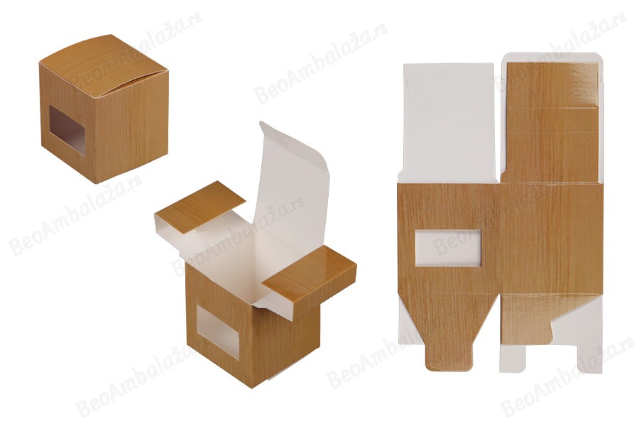 Kartonska braon kutija 56x56x60mm sa prozorom - 50 kom-slika_proizvoda