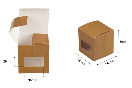 Kartonska braon kutija 56x56x60mm sa prozorom - 50 kom-2