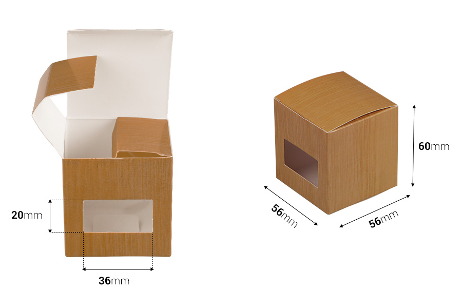 Kartonska braon kutija 56x56x60mm sa prozorom - 50 kom