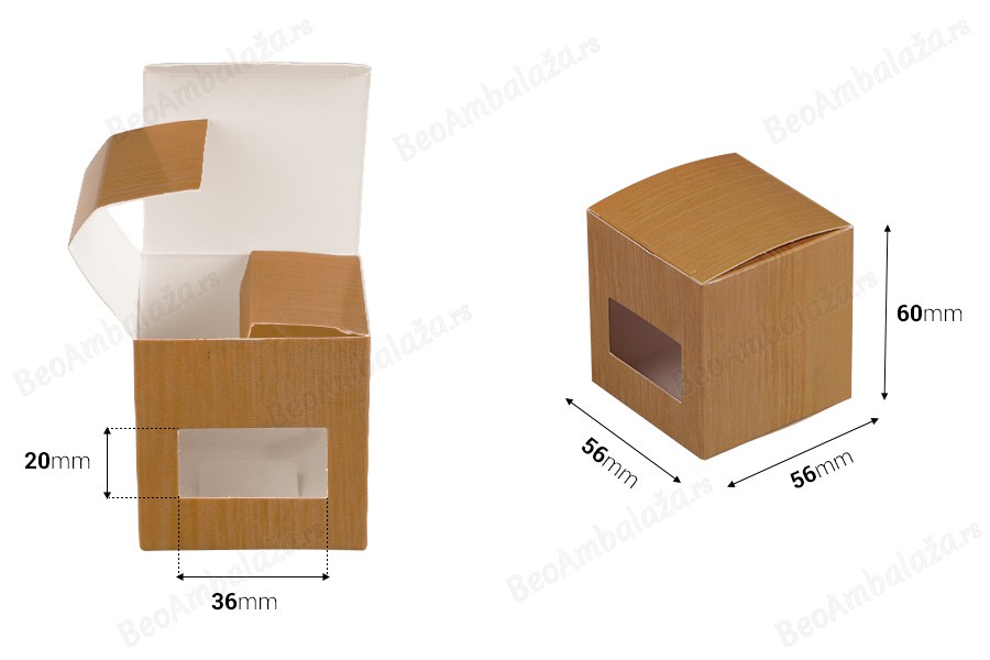Kartonska braon kutija 56x56x60mm sa prozorom - 50 kom-dimenzije_slike