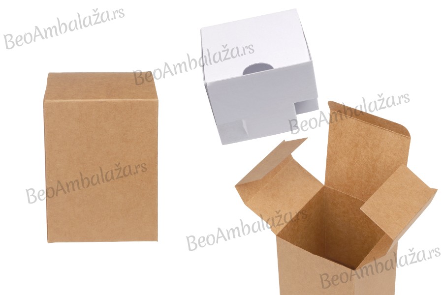 Kraft braon kutija 70x70x95mm, sa belim unutrašnjim kartonskim dodatkom - 50 kom Kraft braon kutija 70x70x95mm, sa belim unutrašnjim kartonskim dodatkom - 50 kom