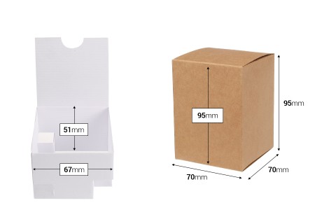 Kraft braon kutija 70x70x95mm, sa belim unutrašnjim kartonskim dodatkom - 50 kom-2