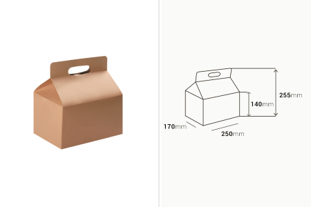 Kutija - paket za pakovanje 250x170x255mm od Kraft papira sa čvrstim kartonskim dnom - 20 kom-2