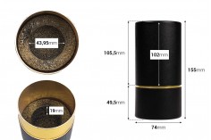 Cilindrična crna kartonska kutijica sa zlatnim detaljem 155x74mm za bočice