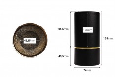 Cilindrična crna kartonska kutijica sa zlatnim detaljem 155x74mm za bočice