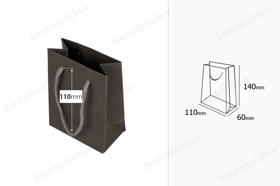Papirna siva poklon kesica 110x60x140mm sa pertlom - 20 kom-dimenzije_slike