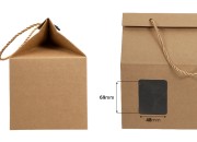 Kutija - paket za pakovanje 220x140x190mm od Kraft papira sa prozorom i ručkom od kanapa - 20 kom Kutija - paket za pakovanje 220x140x190mm od Kraft papira sa prozorom i ručkom od kanapa - 20 kom
