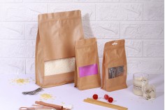 Kraft DoyPack kesice 200x80x300 mm sa zip zatvaranjem, prozorom, unutrašnjom i spoljašnjom providnom oblogom i mogućnošću termo zatvaranja  - 50 kom