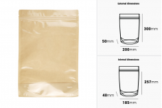 Kraft (14c) DoyPack kesice 200x50x300mm sa providnom prednjom stranom (8c), zip zatvaranjem i mogućnošću termo zatvaranja – 100 kom