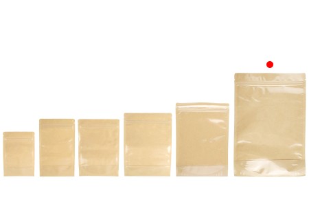 Kraft (14c) DoyPack kesice 200x50x300mm sa providnom prednjom stranom (8c), zip zatvaranjem i mogućnošću termo zatvaranja – 100 kom-grupa_slika